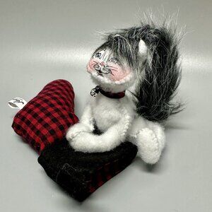 Annalee 4" Winter Woods Tiger Kitty Cat Mini Plaid Stocking Ornament 2022 760222